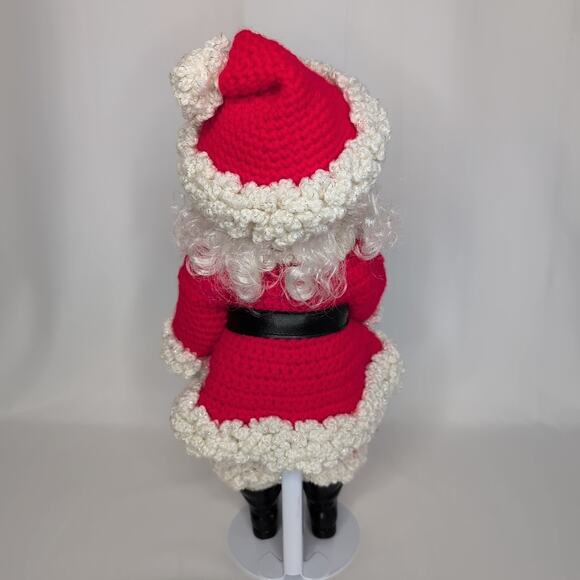 Old World Santa Claus Hand Crochet Standing Doll Figurine with Stand - Picture 5 of 11